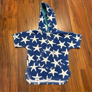 Baby Boden blue/white terrycloth starfish hooded swim cover up